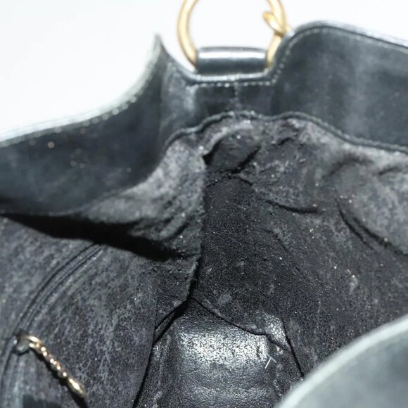 GUCCI Bamboo Hand Bag Leather Black Gold - Picture 13 of 16